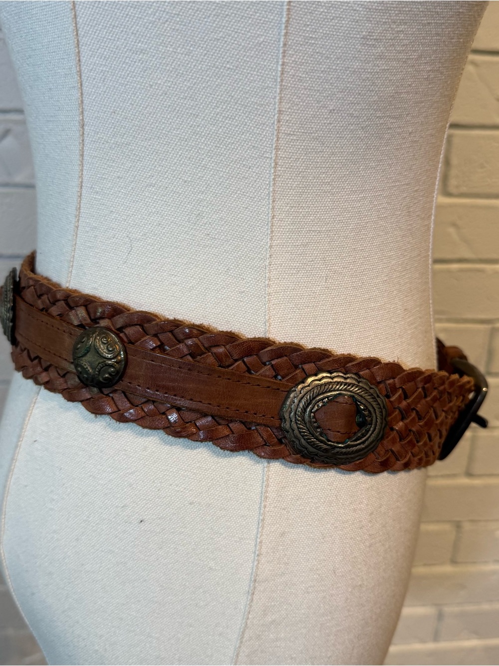Omega Western Braided Brown Leather Belt Womens M - Picture 3 of 7
